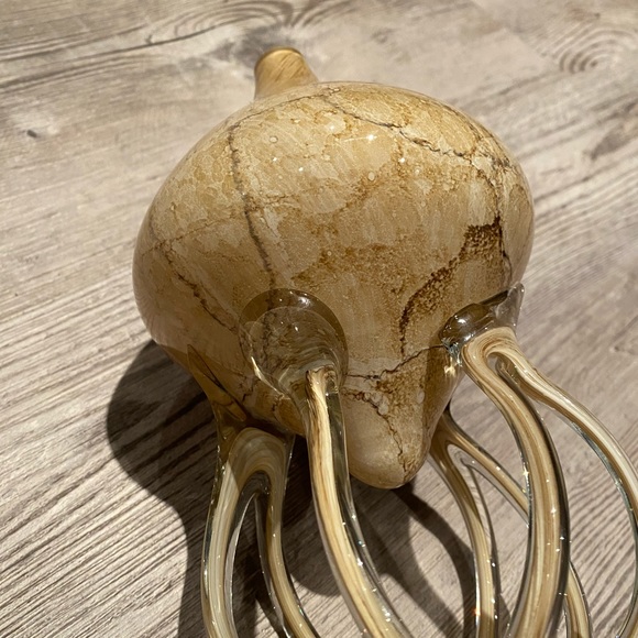 Jozefina Krosno Art Glass Hand Blown Marble Beige & Brown Oil Lamp - Picture 4 of 7